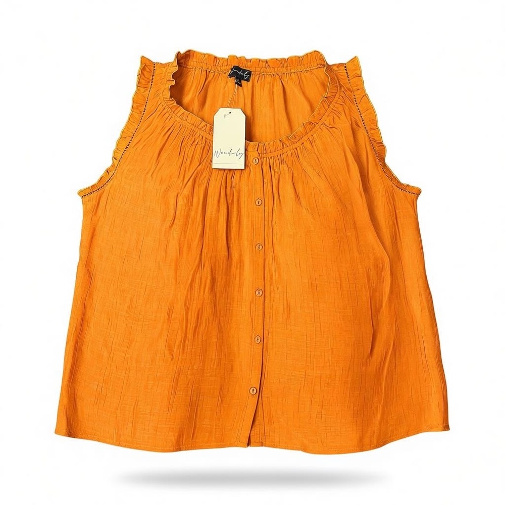 NWT Wonderly Sleeveless Blouse L • Boho • Cottagecore Feminine• Textured • Flowy